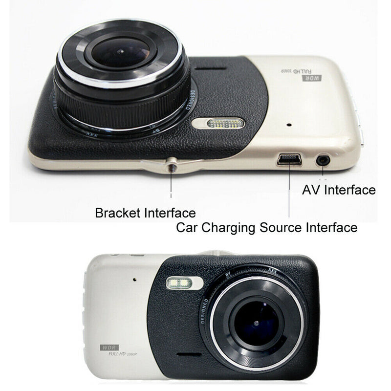 TV Dual Lens Car DVR Dash Cam Front Rear Camera Dashboard Video Recorder 4.0IPS