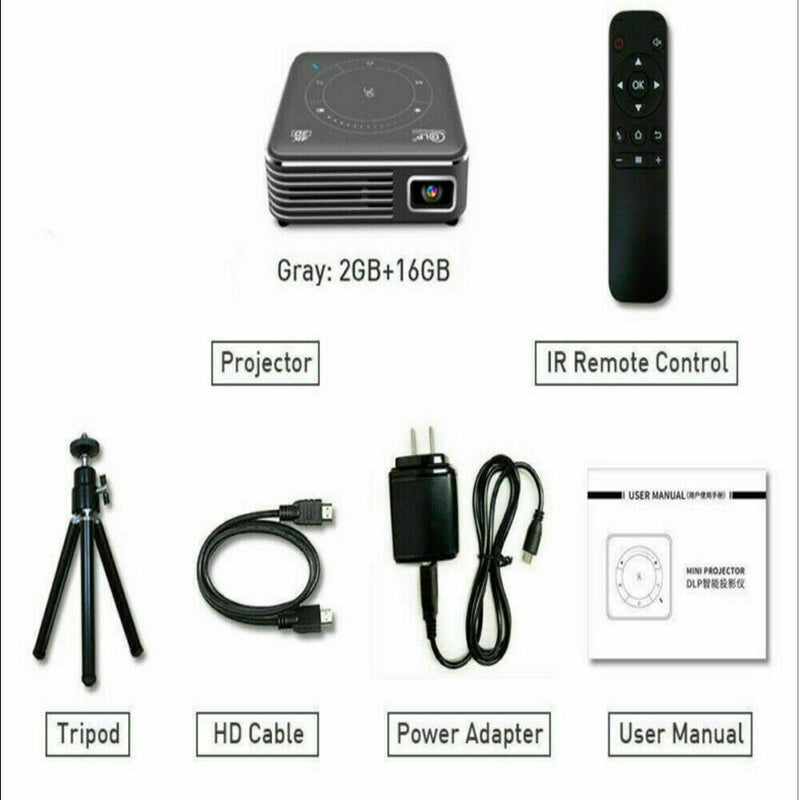 Black Mini Full HD LED Projector 1080p Home Theater Cinema AV HDMI USB 4GB+32GB