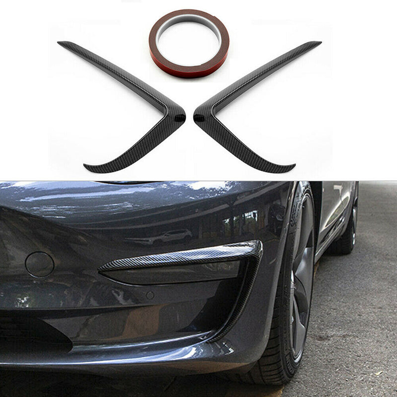 For Tesla Model 3 Front Fog Light Trim Eyebrow Cover Accessories Carbon Pattern