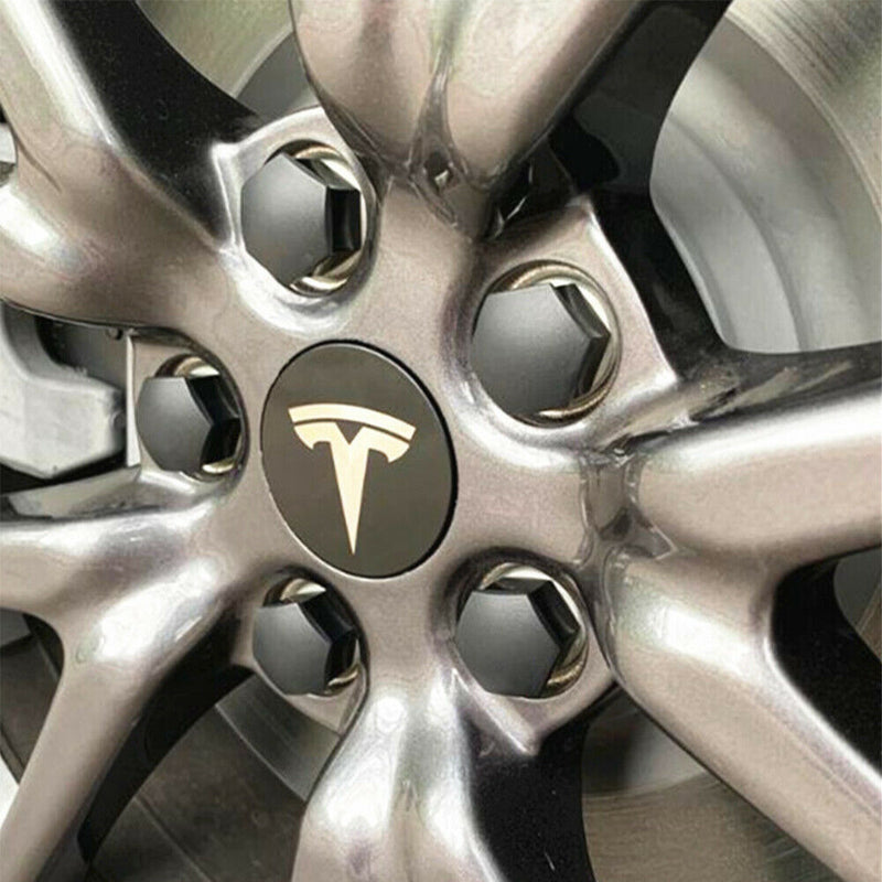 Tesla Model 3 S X Y Car Wheel Center Hub Cap Cover and Lug Nut Covers Kit Red