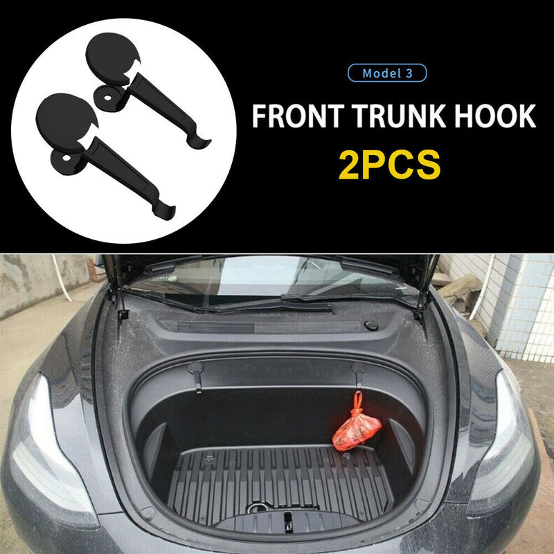 For Tesla 2021 Model 3 Trunk Hook Cargo Front Trunk Bag Hook Holder Hanger 2pcs
