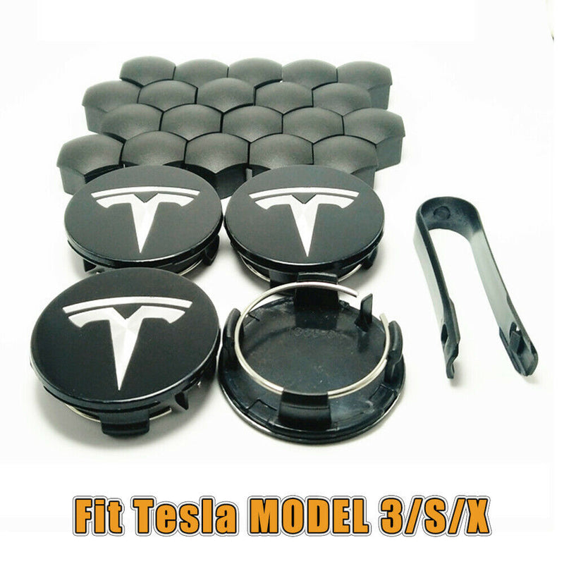 OEM Tesla Model 3 S X Car Wheel Center Hub Cap Caps cover and Lug Nut Covers Kit