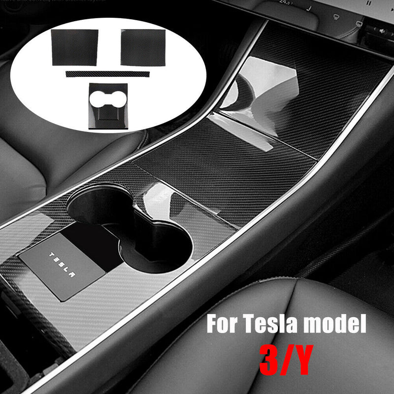 4PCS Carbon Fiber Color Center Console Cover Trim Kit for Tesla model 3 Y