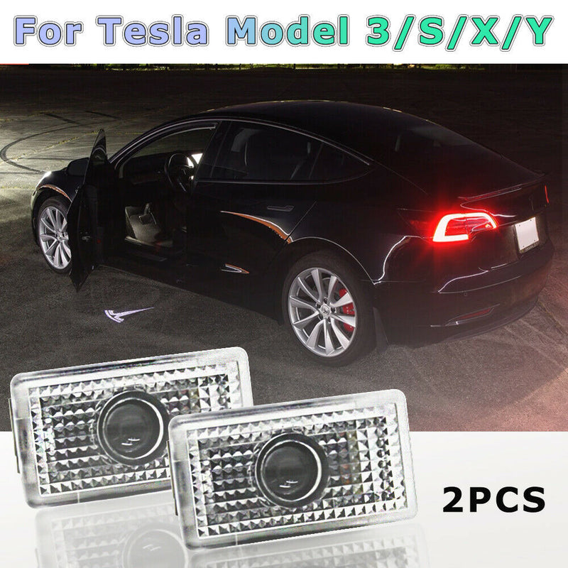 2PCS LED Courtesy Door Logo Light Shadow Laser Projector for Tesla MODEL 3/S/X/Y